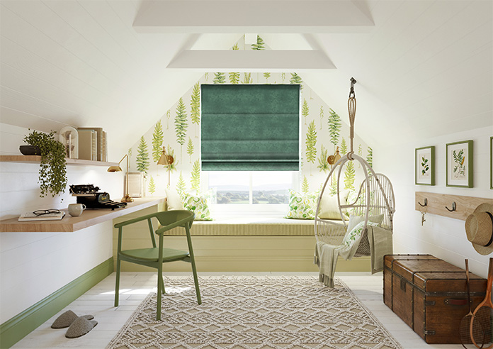 Florence Faux Suede, Fern Green - Twist&Fit Roman Blind - Image 8